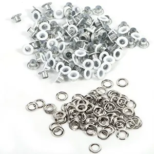 100Sets Round Metal Eyelets Scrapbooking Card Hole Leather Craft Clothe Accessory 4mm (White)