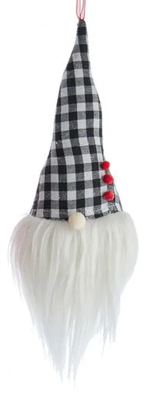 11" Gingham Holiday Gnome Head Ornament