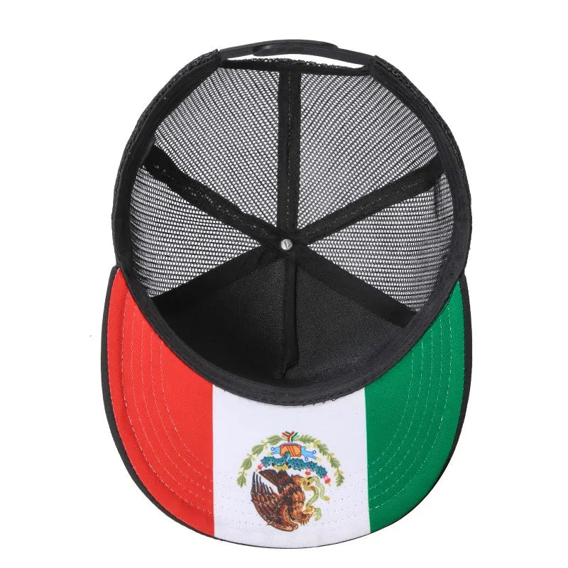 12 Pack Trucker Mesh Hat Cap - Mexico Flag Under Bill, 5-Panel