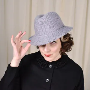 1970s Gray Knit Vintage Fedora Hat