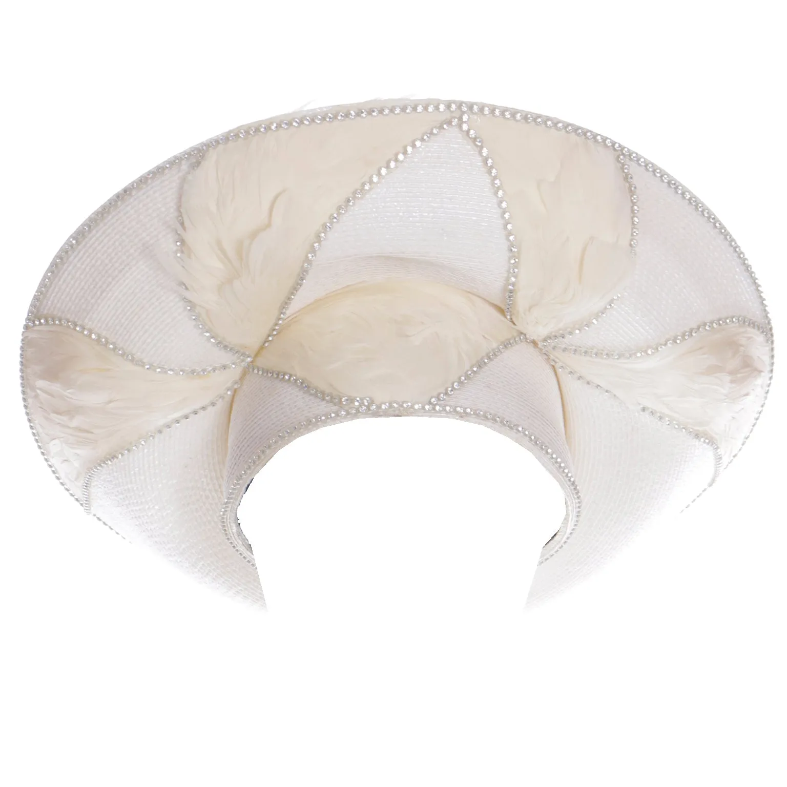 1990s Makins White with Cream Feathers Church Derby Hat