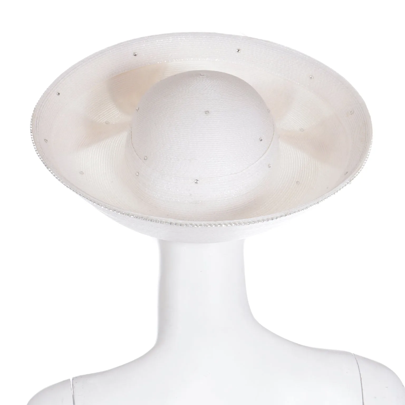 1990s Makins White with Cream Feathers Church Derby Hat
