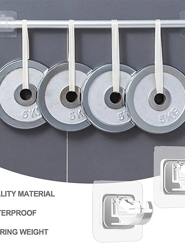 2 Pcs No Drill Curtain Rod Brackets No Drilling Self Adhesive Curtain Rod Holder Hooks Nail Free Adjustable Curtain Rod Hooks Curtain Hangers for Bathroom Kitchen Home Bathroom and Hotel (Transparent)