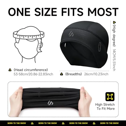 2 Pieces Skull Cap for Men Women Helmet Liner with Ear Flaps & Eyeglasses Holes, Cooling Sweat Hat Bike Caps Head Wraps