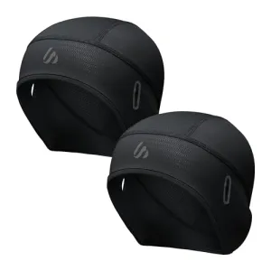 2 Pieces Skull Cap for Men Women Helmet Liner with Ear Flaps & Eyeglasses Holes, Cooling Sweat Hat Bike Caps Head Wraps