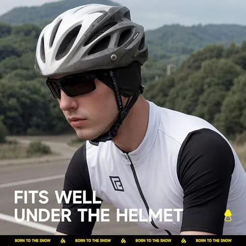 2 Pieces Skull Cap for Men Women Helmet Liner with Ear Flaps & Eyeglasses Holes, Cooling Sweat Hat Bike Caps Head Wraps