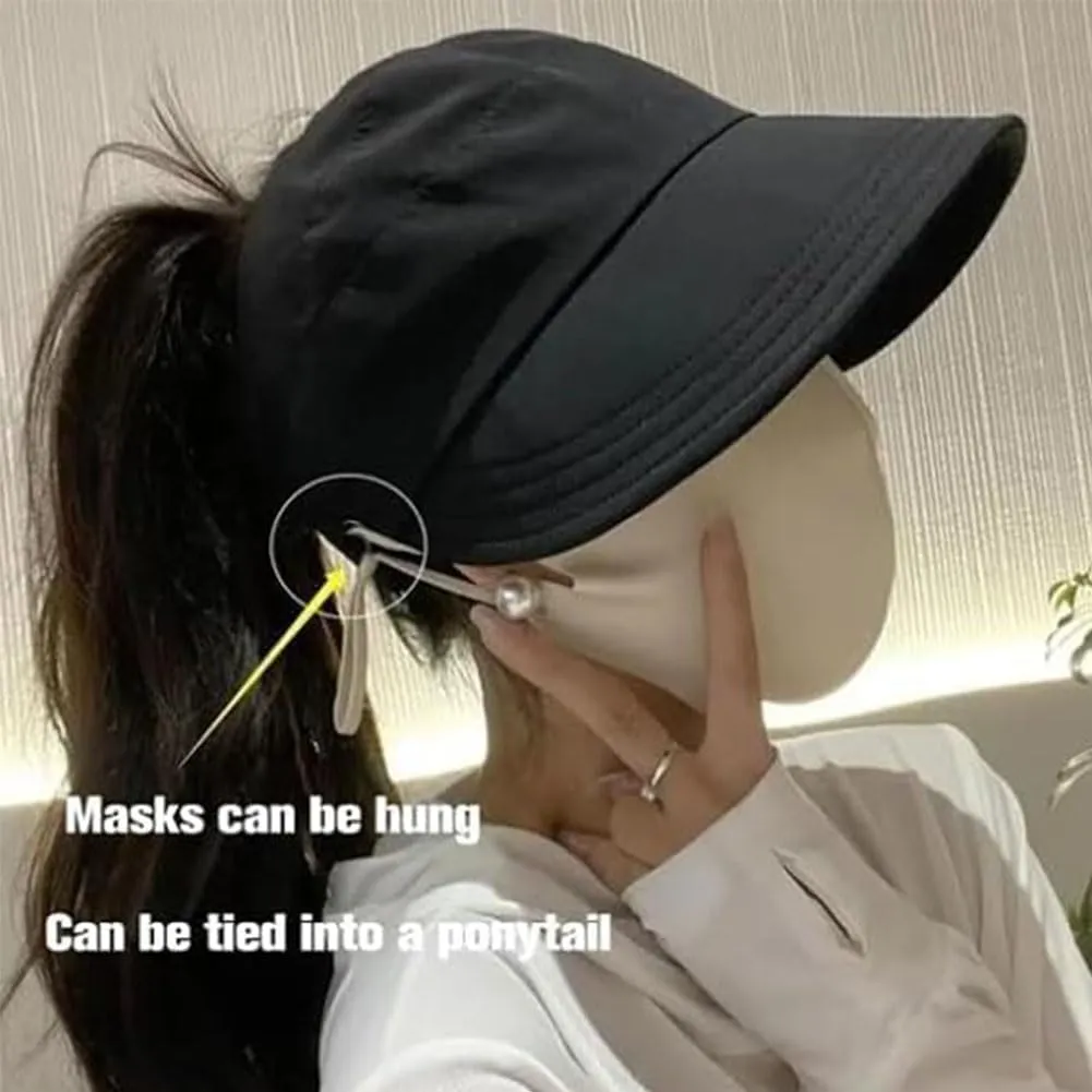 2024 New Outdoor Uv Protection Hollow Top Sun Hat, Women's Outdoor Uv Protection Hollow Top Wide Brim Sun Hat