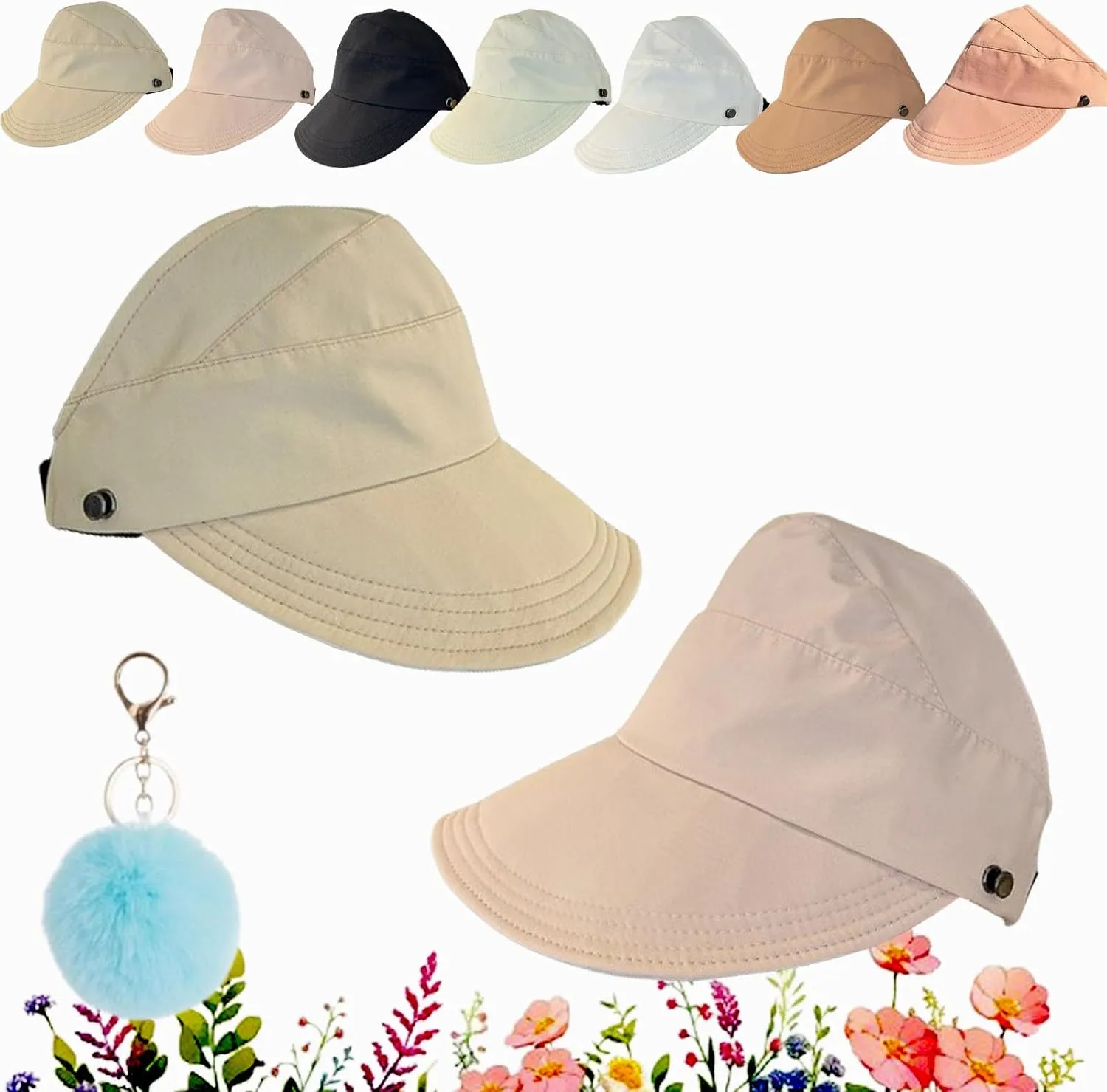 2024 New Outdoor Uv Protection Hollow Top Sun Hat, Women's Outdoor Uv Protection Hollow Top Wide Brim Sun Hat