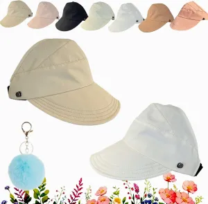 2024 New Outdoor Uv Protection Hollow Top Sun Hat, Women's Outdoor Uv Protection Hollow Top Wide Brim Sun Hat