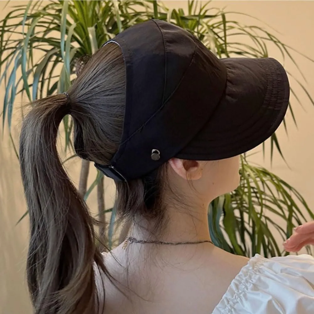 2024 New Outdoor Uv Protection Hollow Top Sun Hat, Women's Outdoor Uv Protection Hollow Top Wide Brim Sun Hat