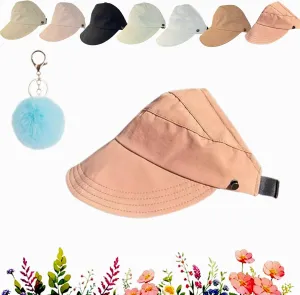 2024 New Outdoor Uv Protection Hollow Top Sun Hat, Women's Outdoor Uv Protection Hollow Top Wide Brim Sun Hat