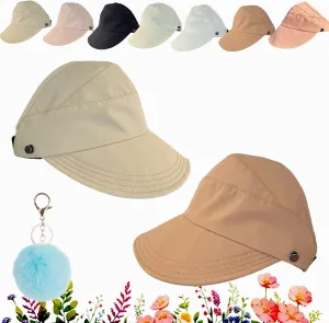 2024 New Outdoor Uv Protection Hollow Top Sun Hat, Women's Outdoor Uv Protection Hollow Top Wide Brim Sun Hat