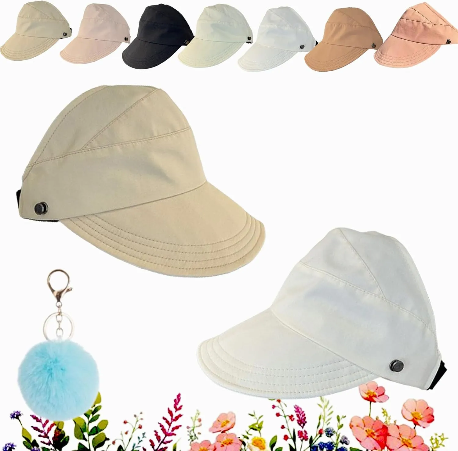 2024 New Outdoor Uv Protection Hollow Top Sun Hat, Women's Outdoor Uv Protection Hollow Top Wide Brim Sun Hat