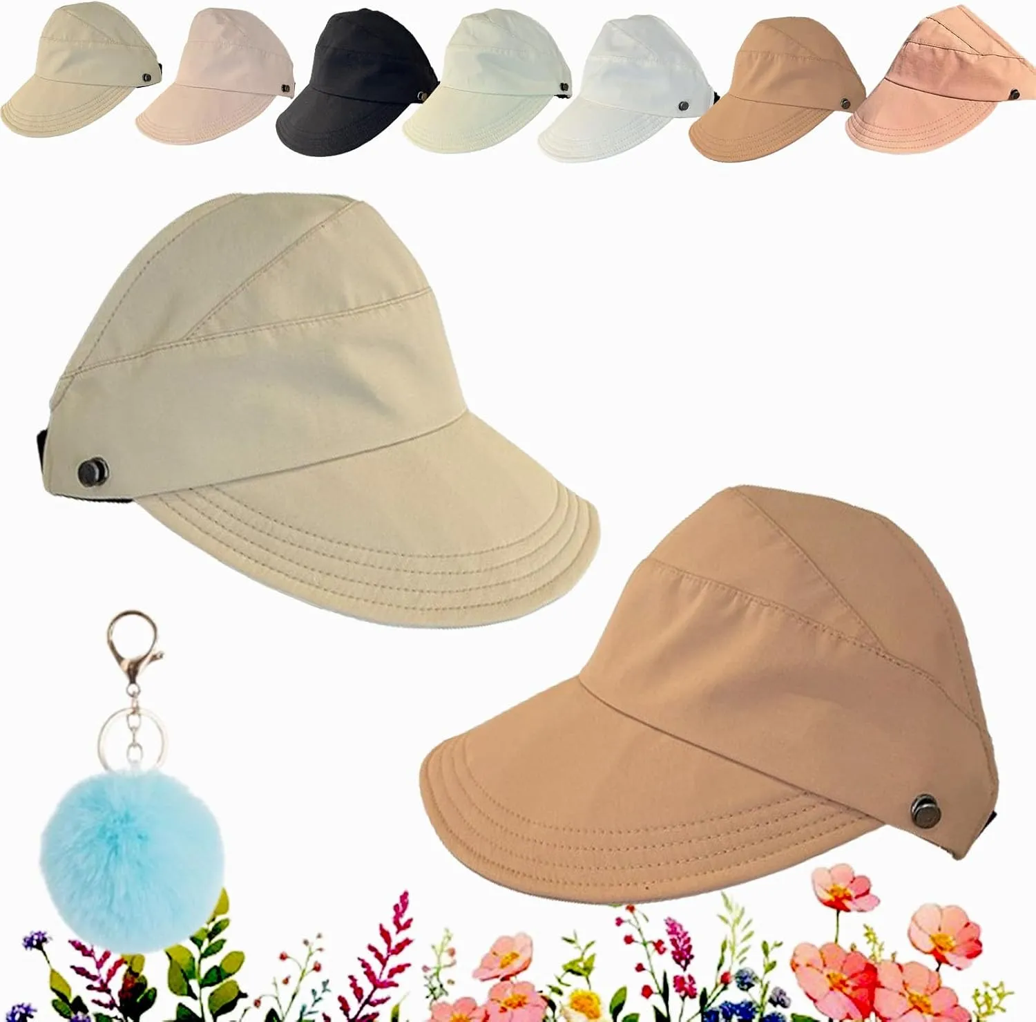 2024 New Outdoor Uv Protection Hollow Top Sun Hat, Women's Outdoor Uv Protection Hollow Top Wide Brim Sun Hat