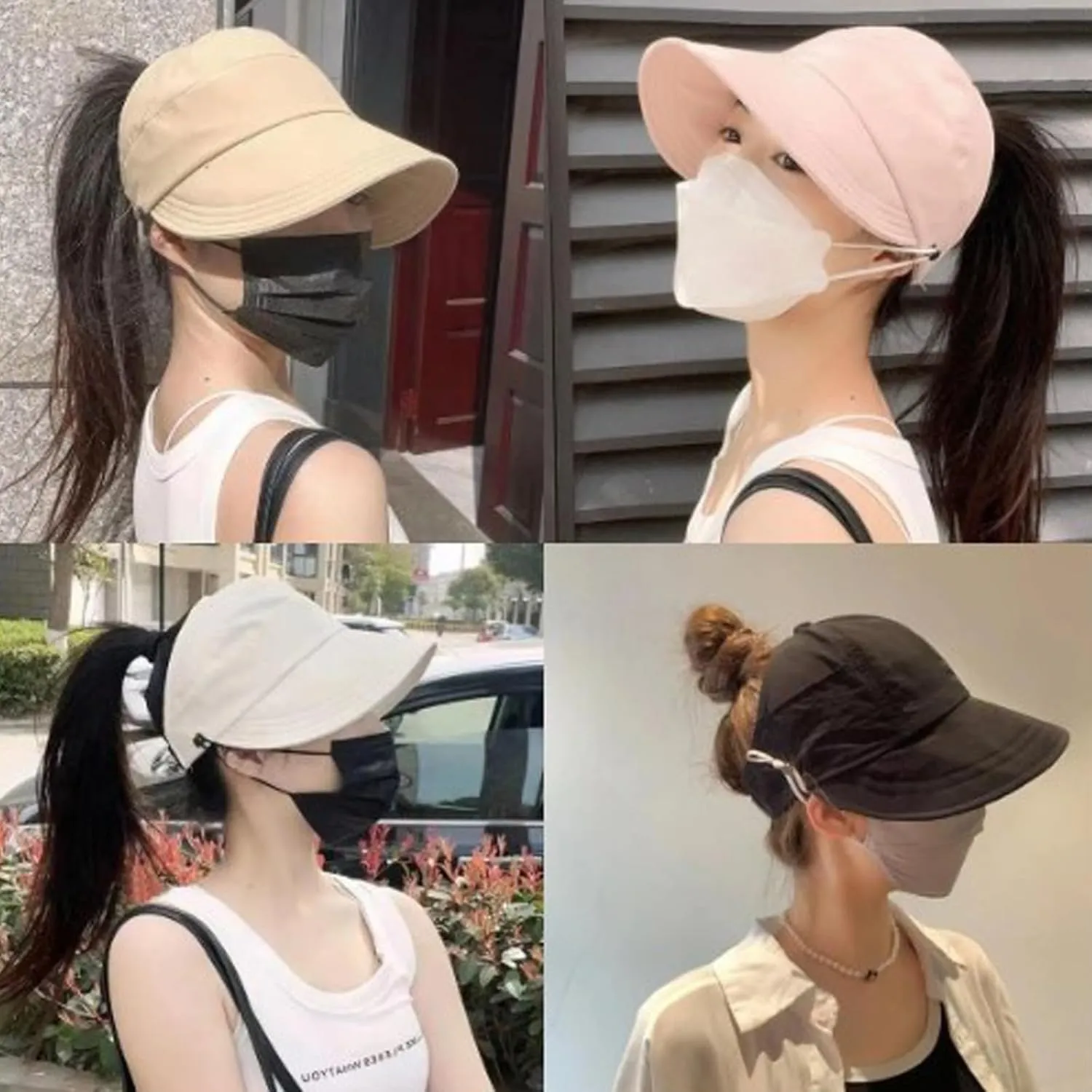 2024 New Women's Large Brim UV Protection Empty Top Sun Hat,Outdoor UV Protection Widened Brim Hollow Top Sun Hat for Women