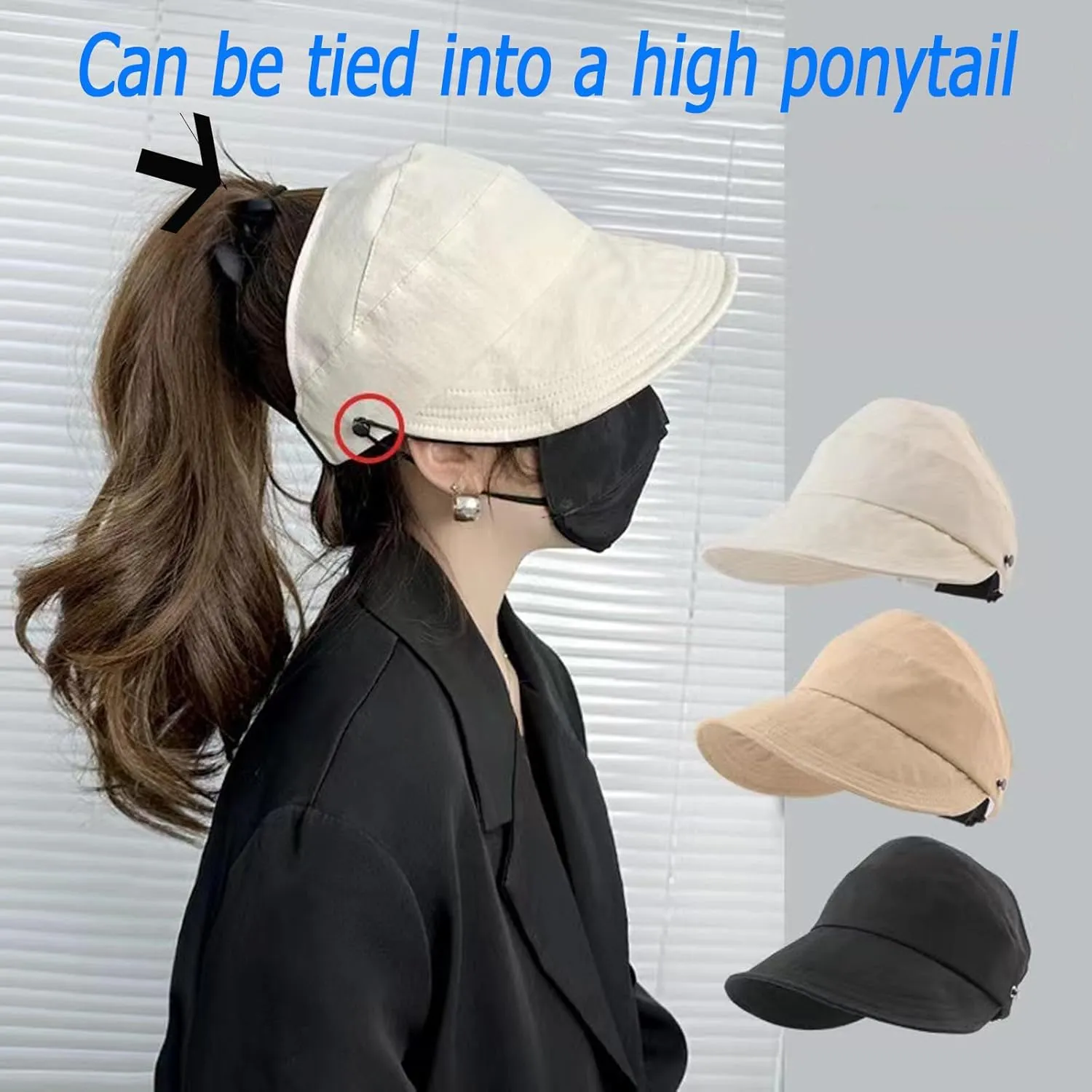 2024 New Women's Large Brim UV Protection Empty Top Sun Hat,Outdoor UV Protection Widened Brim Hollow Top Sun Hat for Women