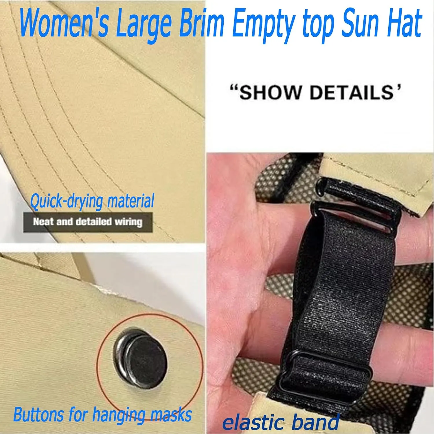 2024 New Women's Large Brim UV Protection Empty Top Sun Hat,Outdoor UV Protection Widened Brim Hollow Top Sun Hat for Women