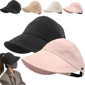 2024 New Women's Large Brim UV Protection Empty Top Sun Hat,Outdoor UV Protection Widened Brim Hollow Top Sun Hat for Women