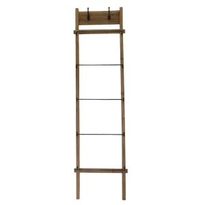 21" x 5" x 76" Wood/Metal Ladder Wall Decor with Coat Hooks