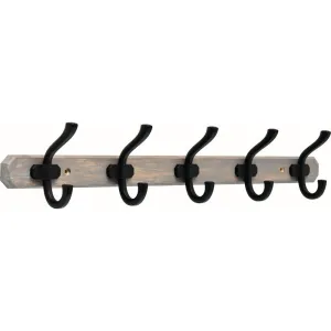 24 in. Graywash and Matte Black Hook Rack