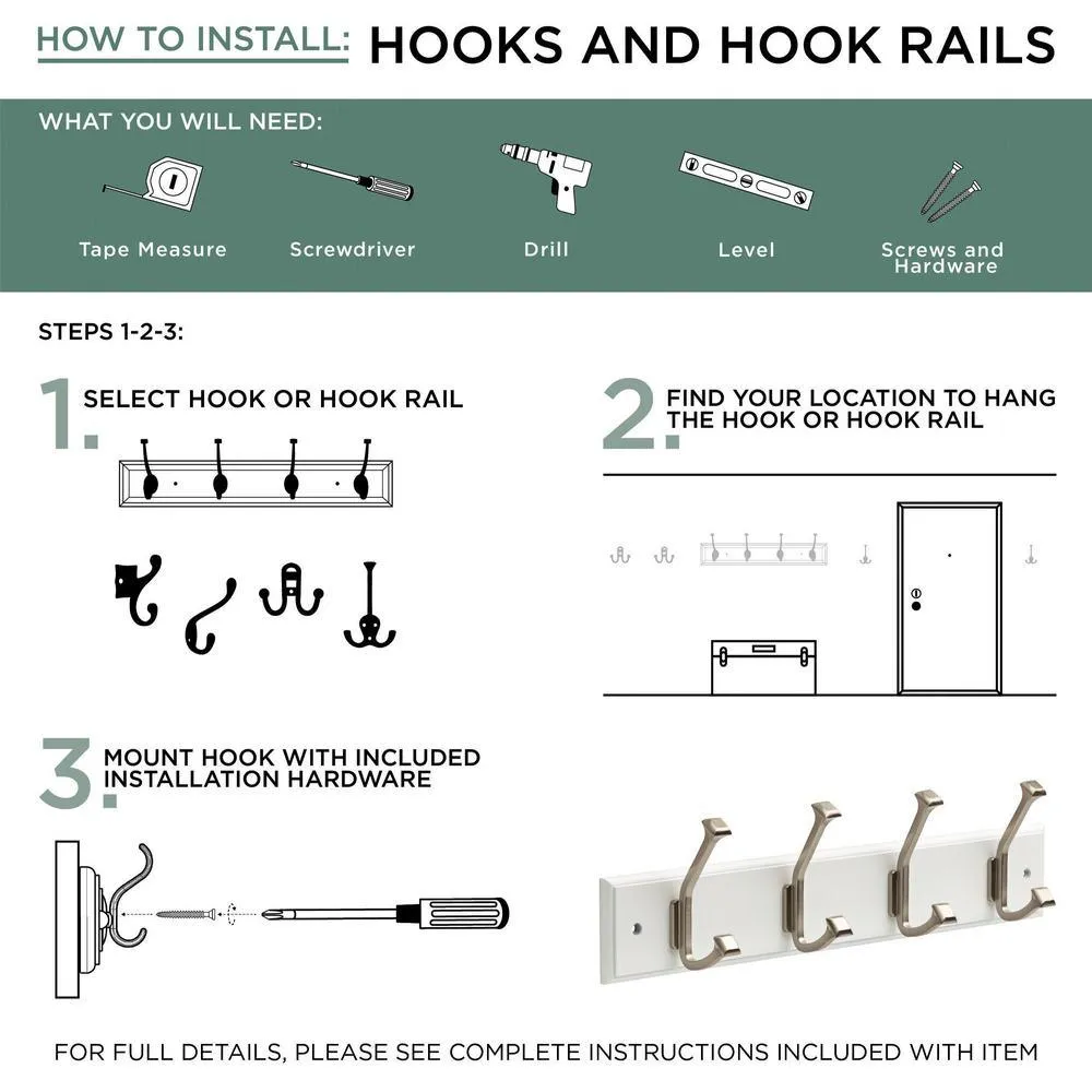 24 in. Graywash and Matte Black Hook Rack