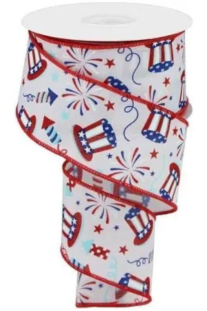 2.5" Uncle Sam Fireworks Ribbon: White (10 Yards)