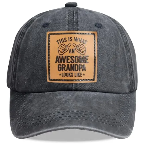 2PCS Grandpa Grandma Hats for Men Women, New Parents Gifts,Adjustable Embroidered Grandparents Day Baseball Cap Couples Birthday from Grandchildren Black