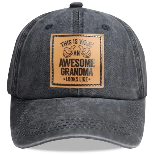 2PCS Grandpa Grandma Hats for Men Women, New Parents Gifts,Adjustable Embroidered Grandparents Day Baseball Cap Couples Birthday from Grandchildren Black