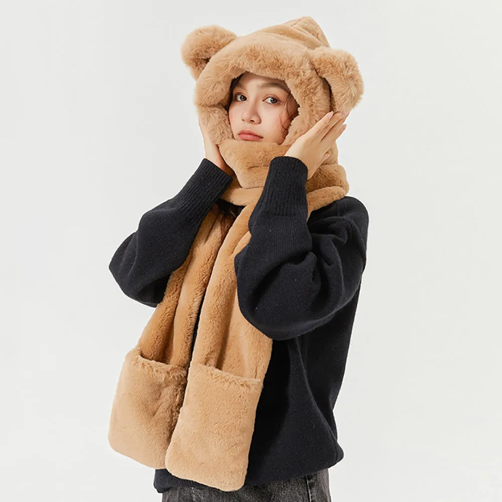 3-in-1 Multi-Functional Cute Animal Hat with Scarf and Mitten Combo