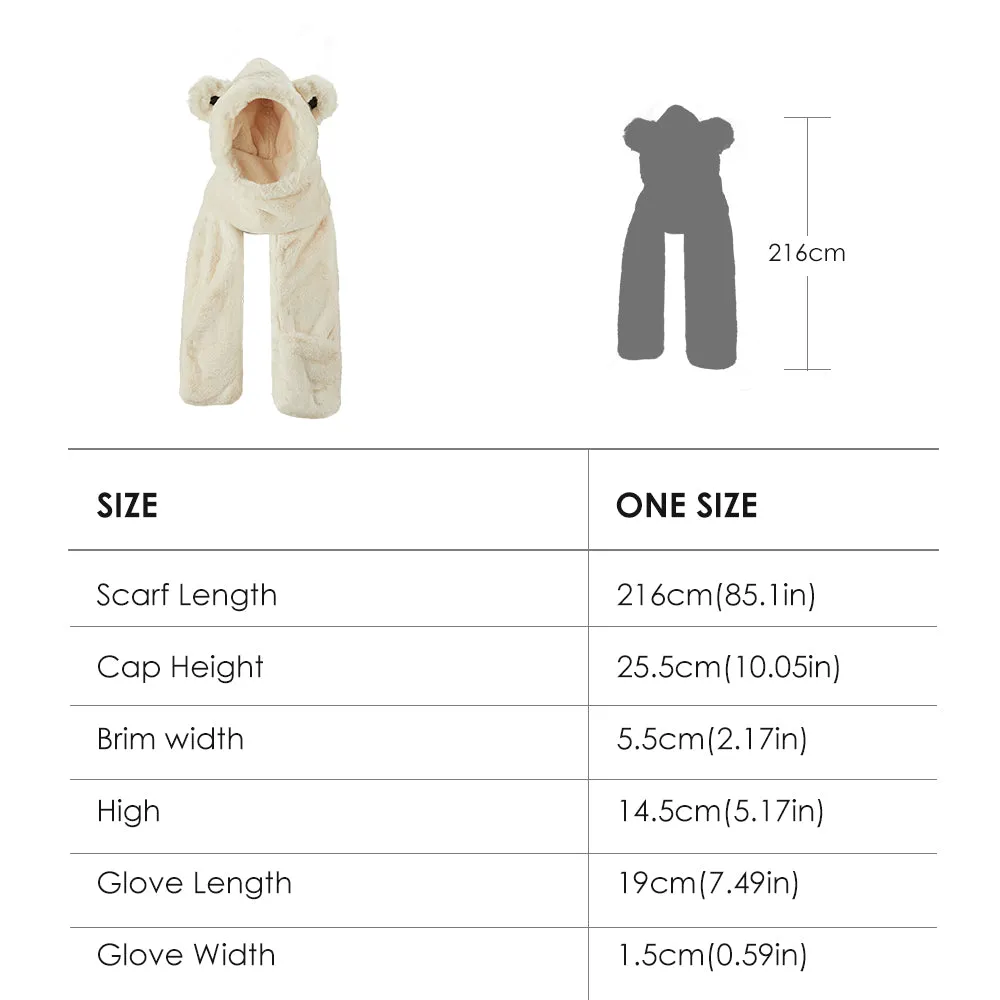 3-in-1 Multi-Functional Cute Animal Hat with Scarf and Mitten Combo