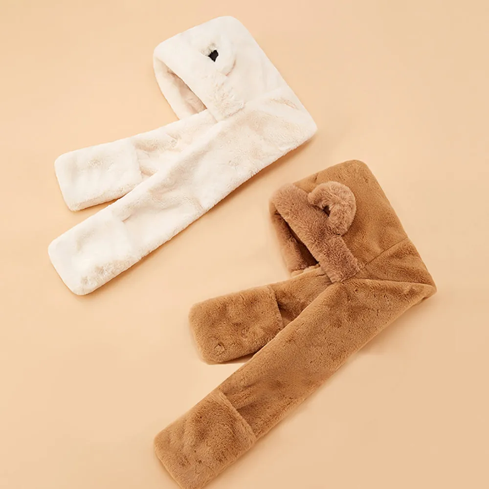 3-in-1 Multi-Functional Cute Animal Hat with Scarf and Mitten Combo