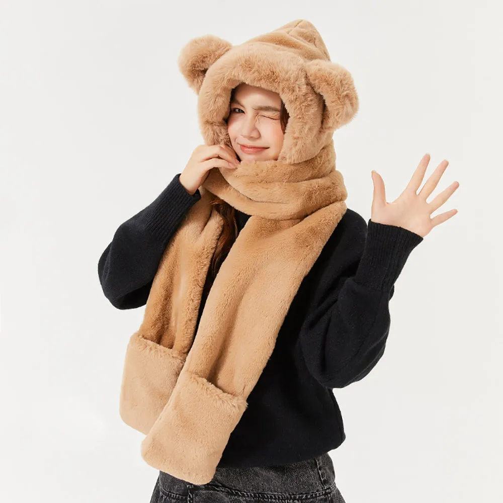 3-in-1 Multi-Functional Cute Animal Hat with Scarf and Mitten Combo