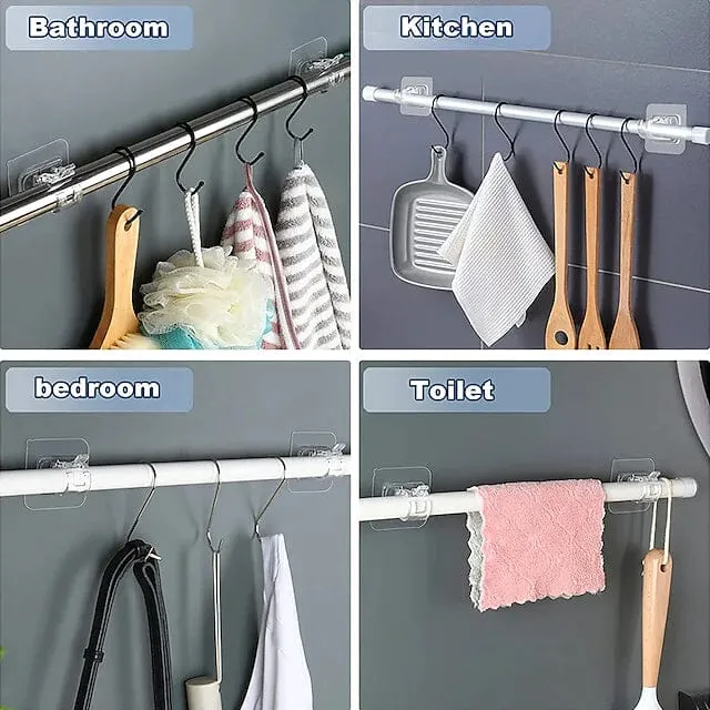 4-Piece: No Drill Curtain Rod Hook Holder
