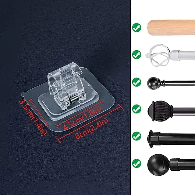 4-Piece: No Drill Curtain Rod Hook Holder