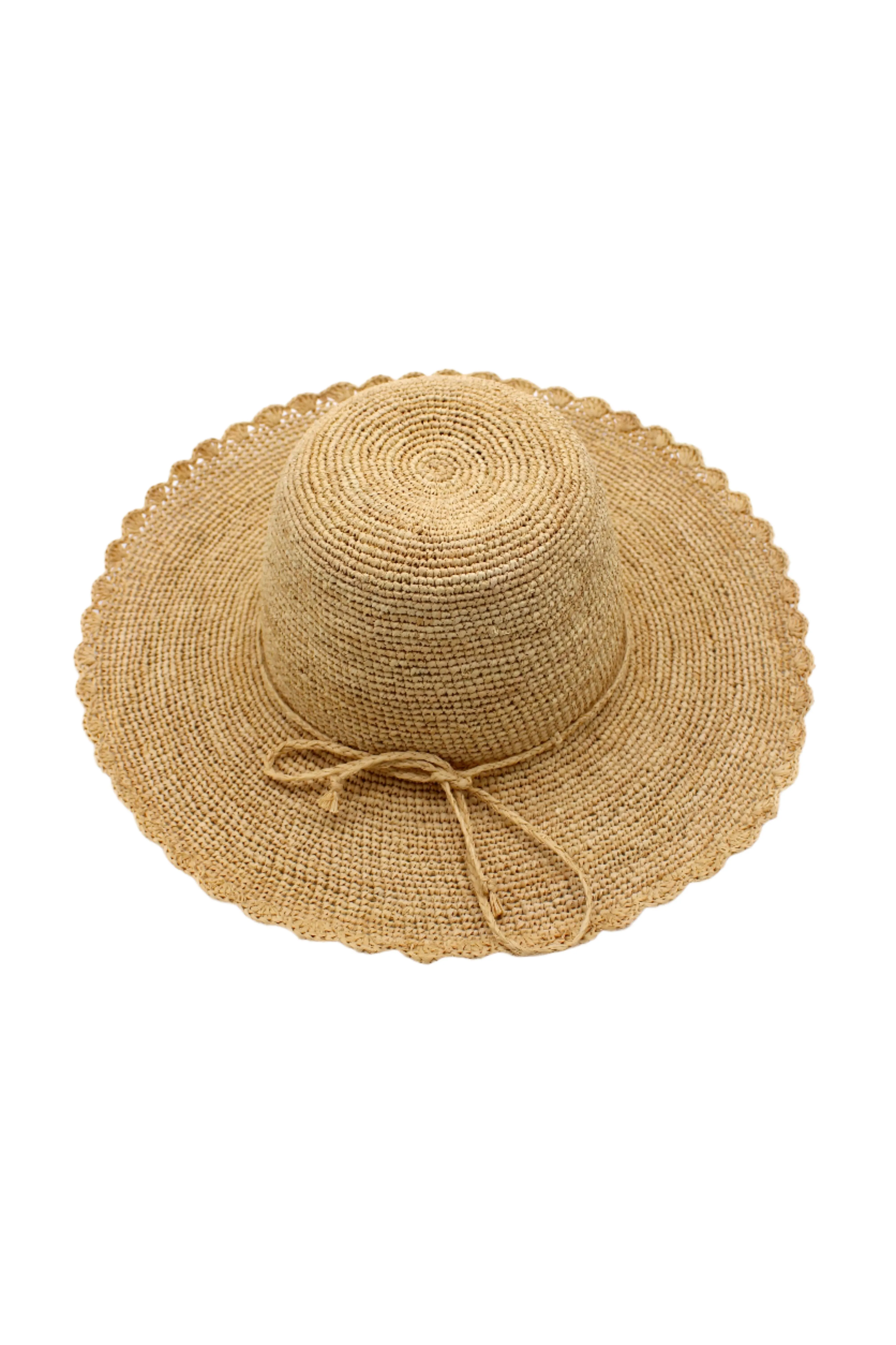 4" Brim Genevieve Crochet Straw Sun Hats with Lace Weave Edge
