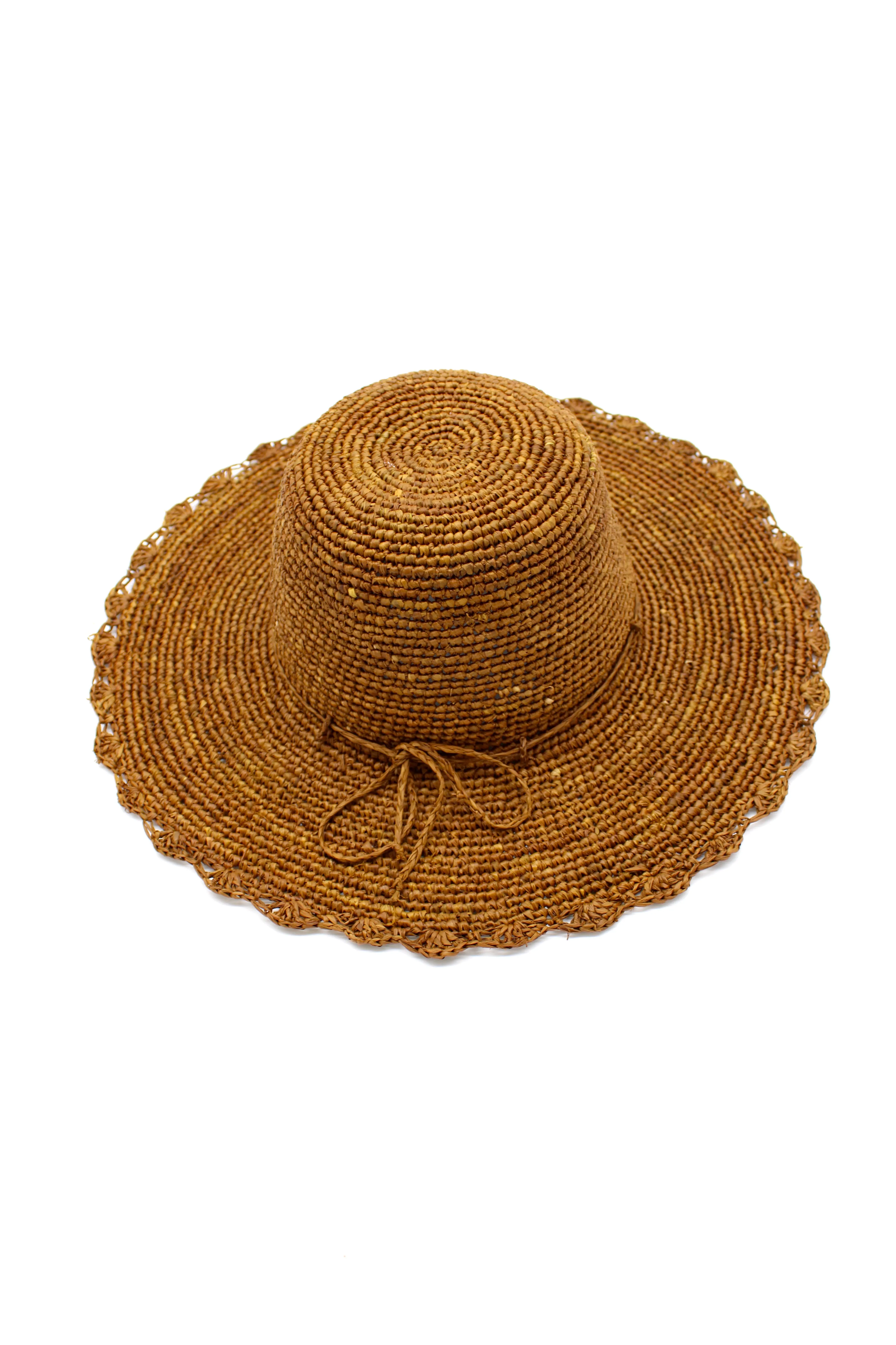 4" Brim Genevieve Crochet Straw Sun Hats with Lace Weave Edge
