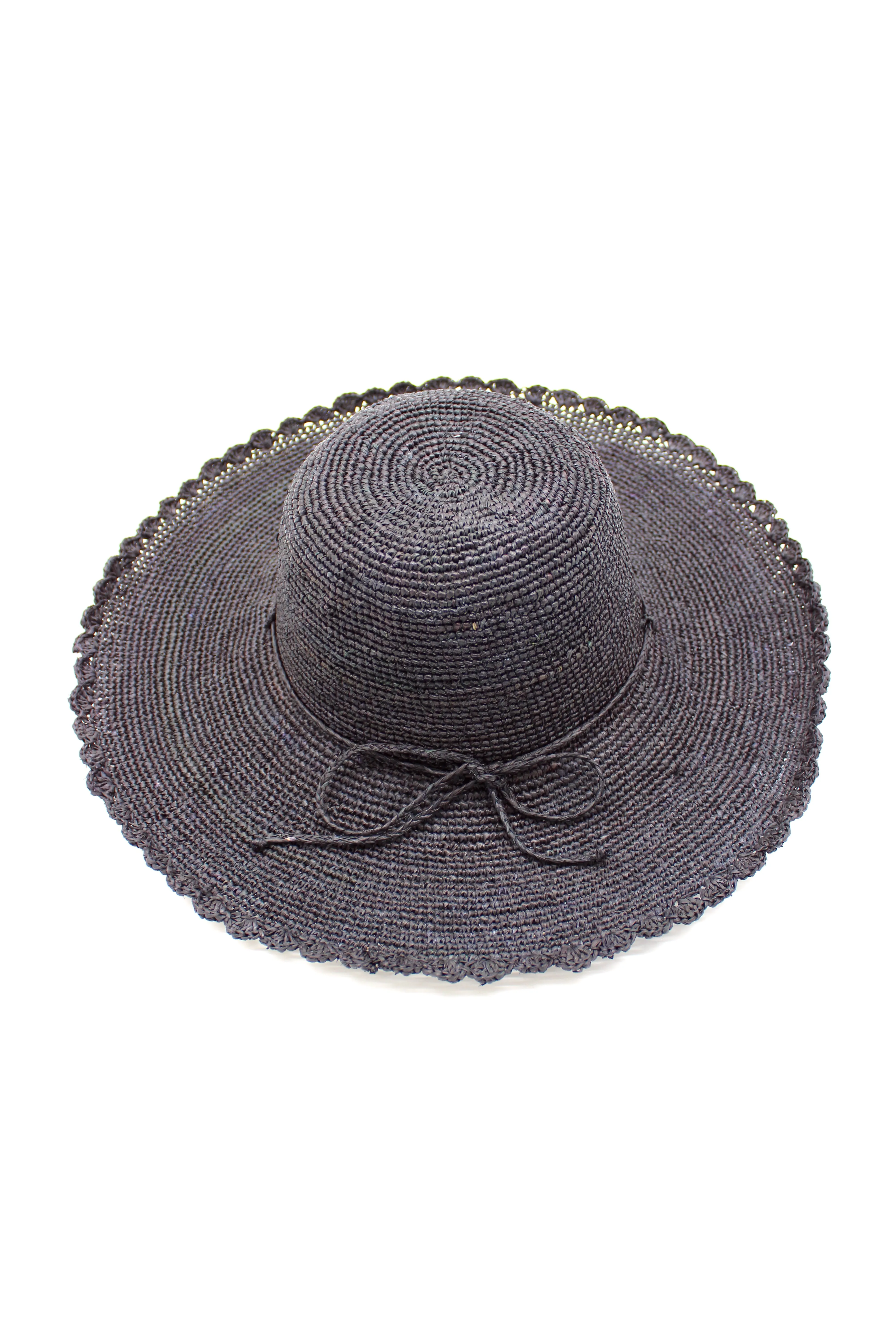 4" Brim Genevieve Crochet Straw Sun Hats with Lace Weave Edge