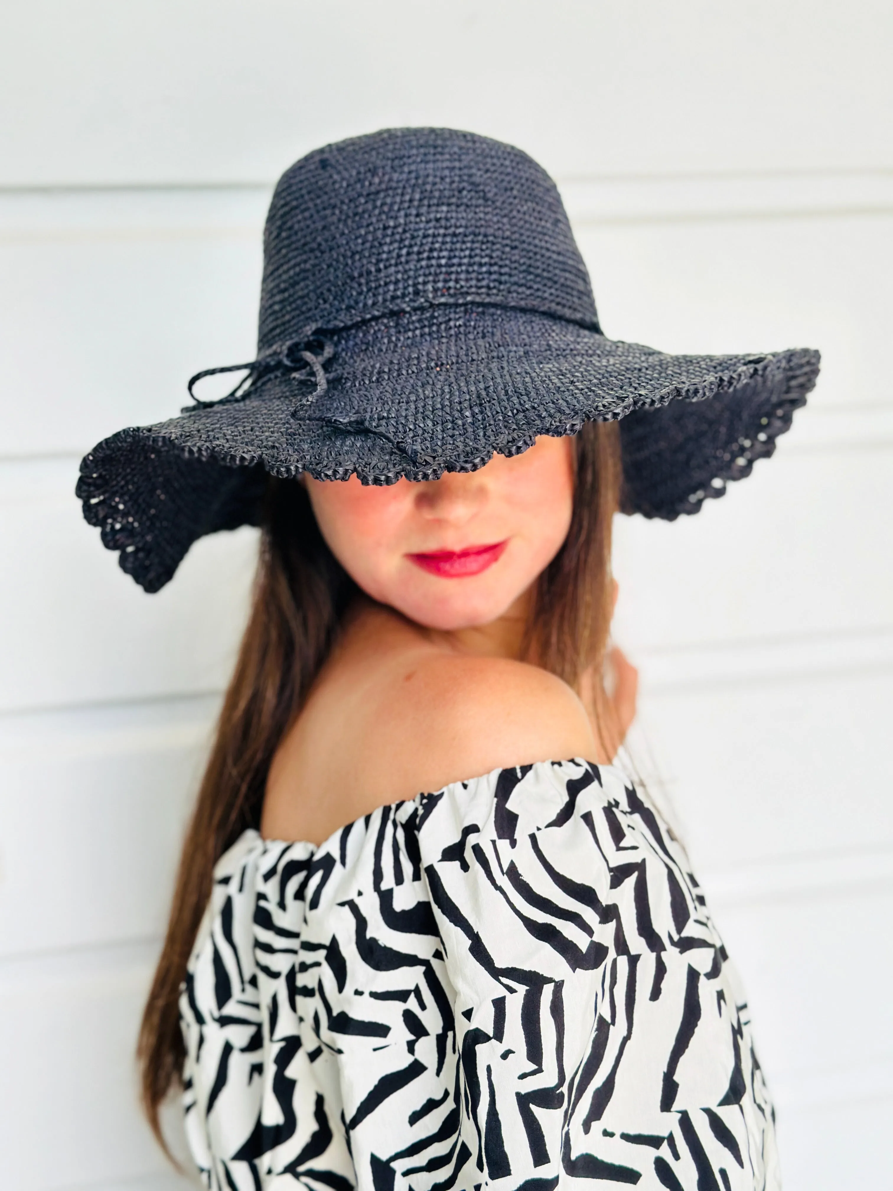 4" Brim Genevieve Crochet Straw Sun Hats with Lace Weave Edge
