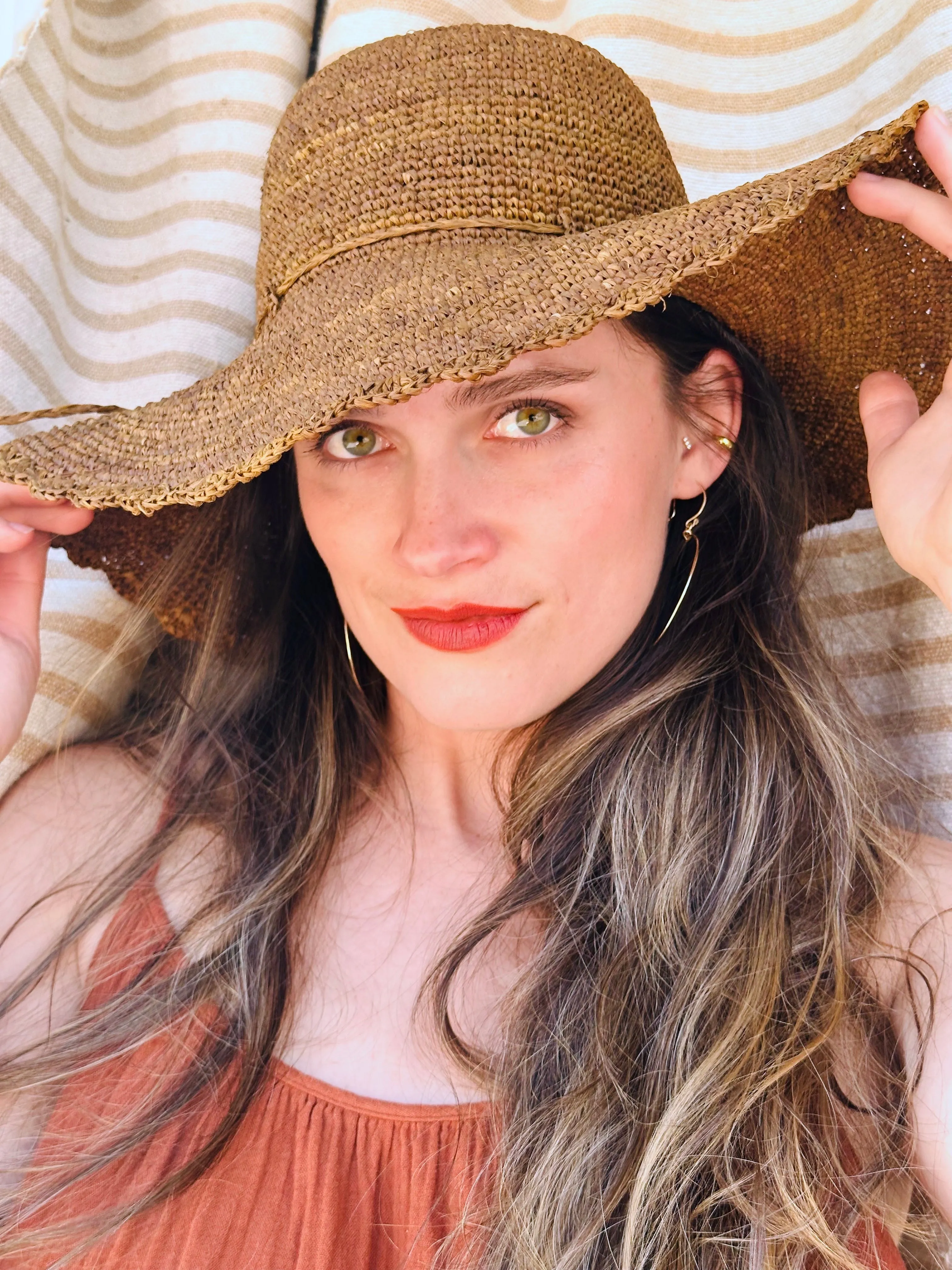 4" Brim Genevieve Crochet Straw Sun Hats with Lace Weave Edge