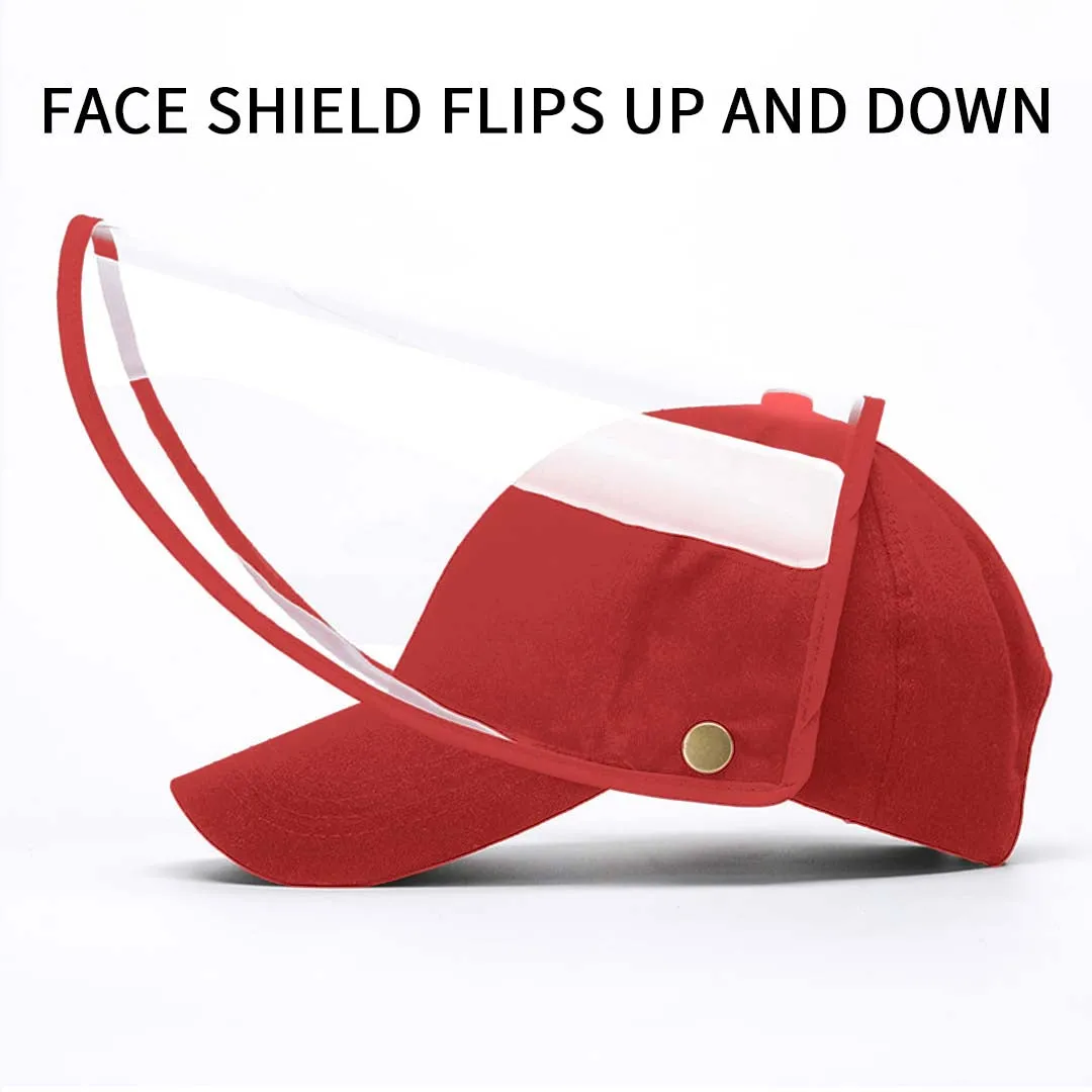 4X Outdoor Protection Hat Anti-Fog Pollution Dust Protective Cap Full Face HD Shield Cover Kids Red