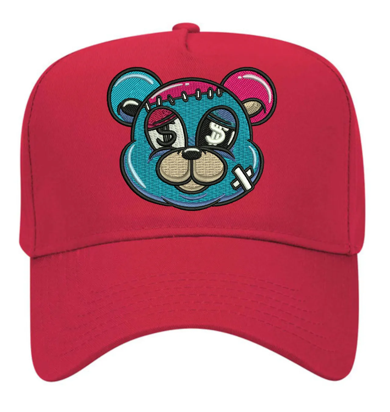 5 Panel Mid Profile Baseball Cap Teddy Money Sign Colorful