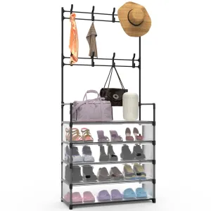 5-Tier Dustproof Entryway Hall Tree Coat and Shoe Rack