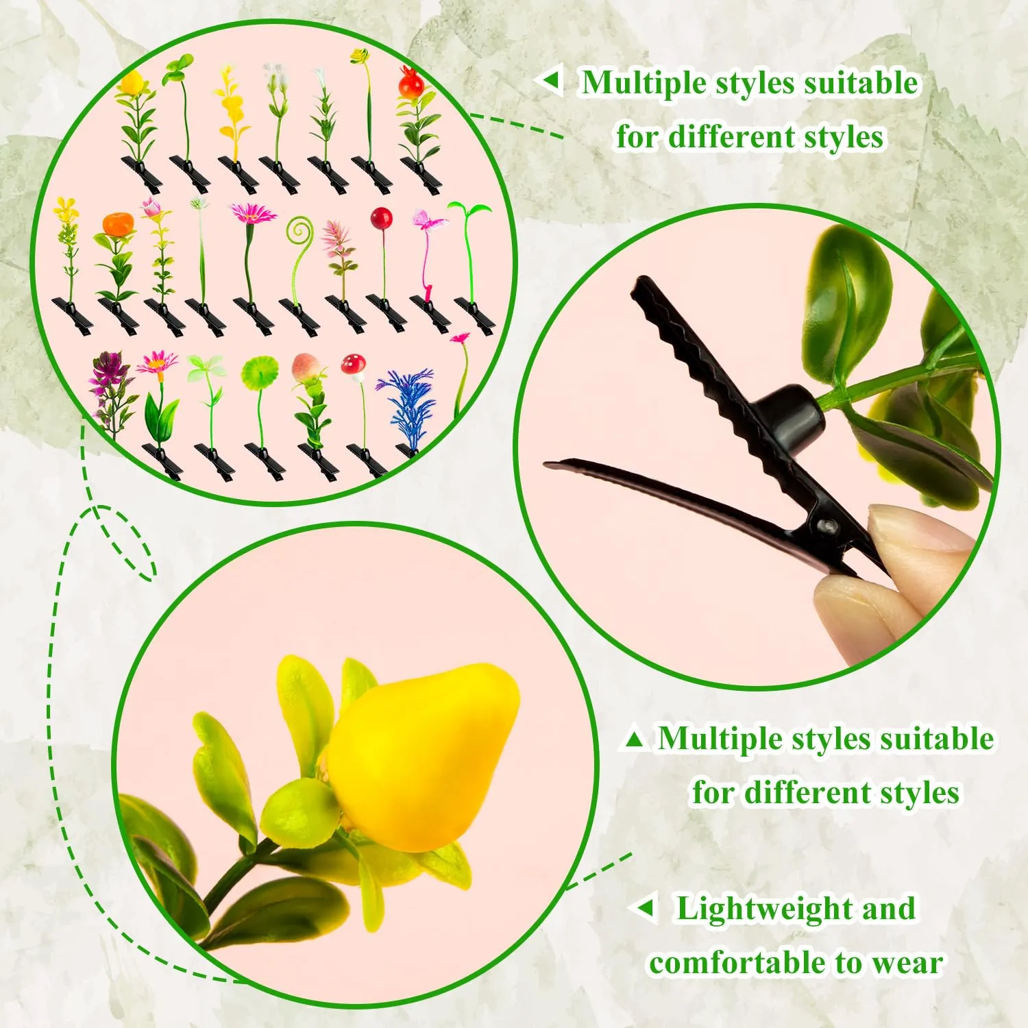 50 Pcs Sprout Clips Fruit Plant Hairpins Apple Peach Orange Hair Clips Fruit Hair Accessories Gift for Women Girls Kids Party School（Fruit）