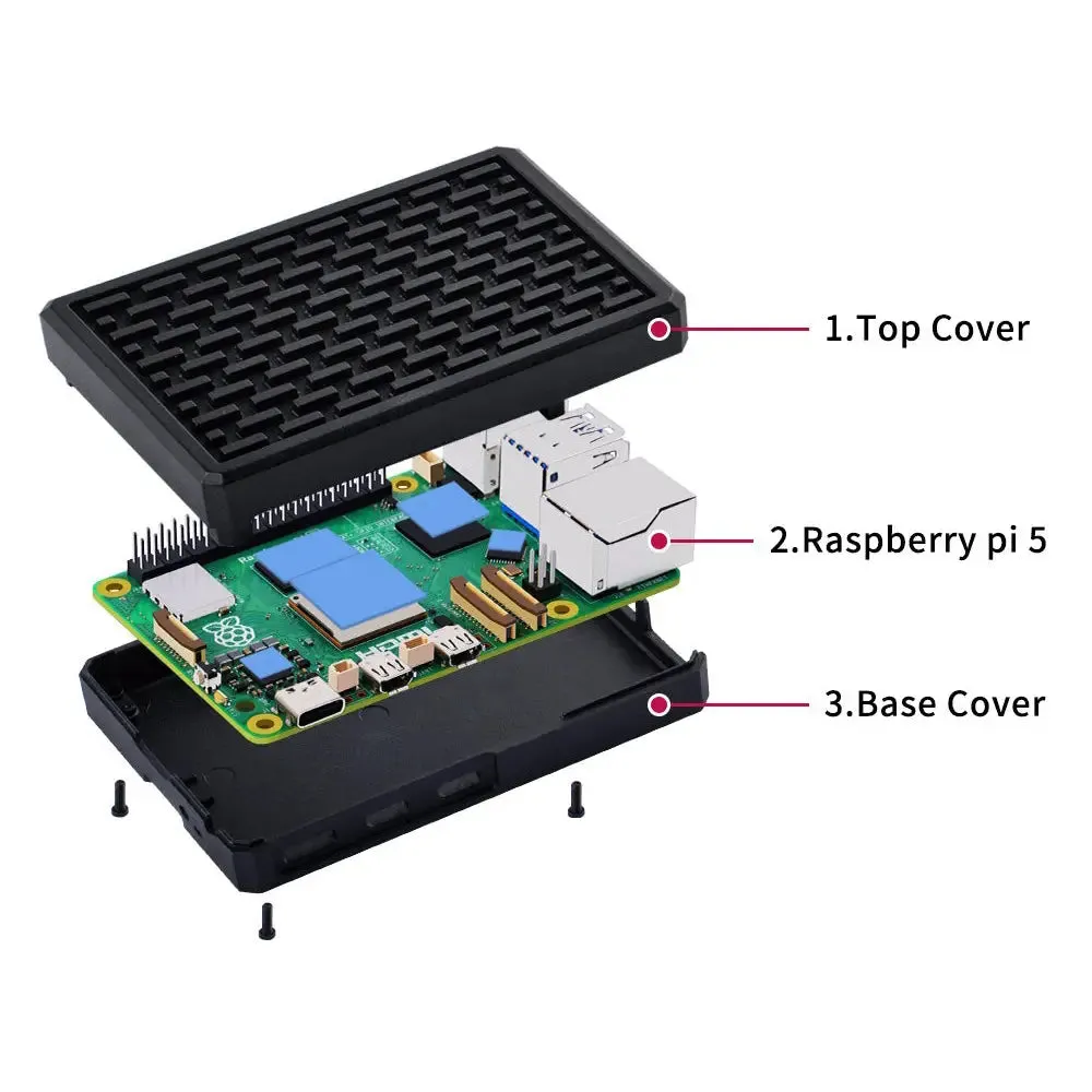 52Pi Armor Case V5 Passive Cooling Aluminum Shell for Raspberry Pi 5 (Black)