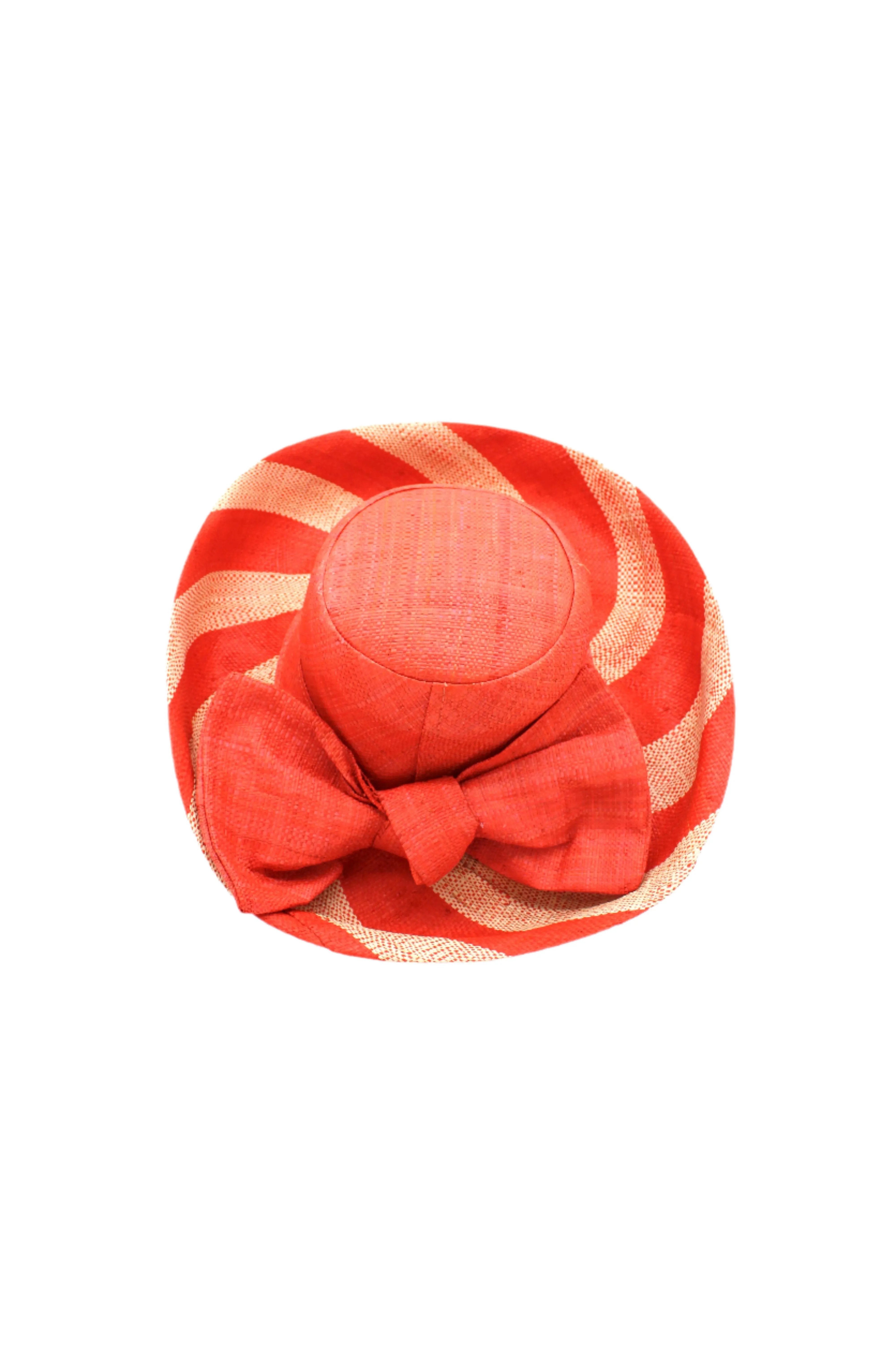 5" & 7" Wide Brim Two Tone Wide Stripe Straw Sun Hats with Big Bow