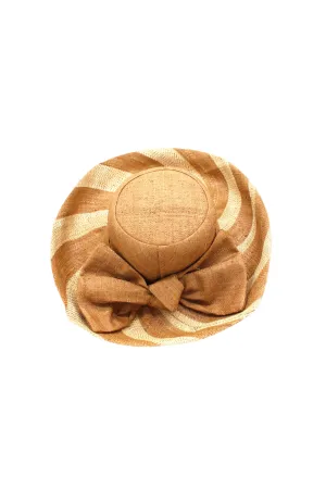 5" & 7" Wide Brim Two Tone Wide Stripe Straw Sun Hats with Big Bow