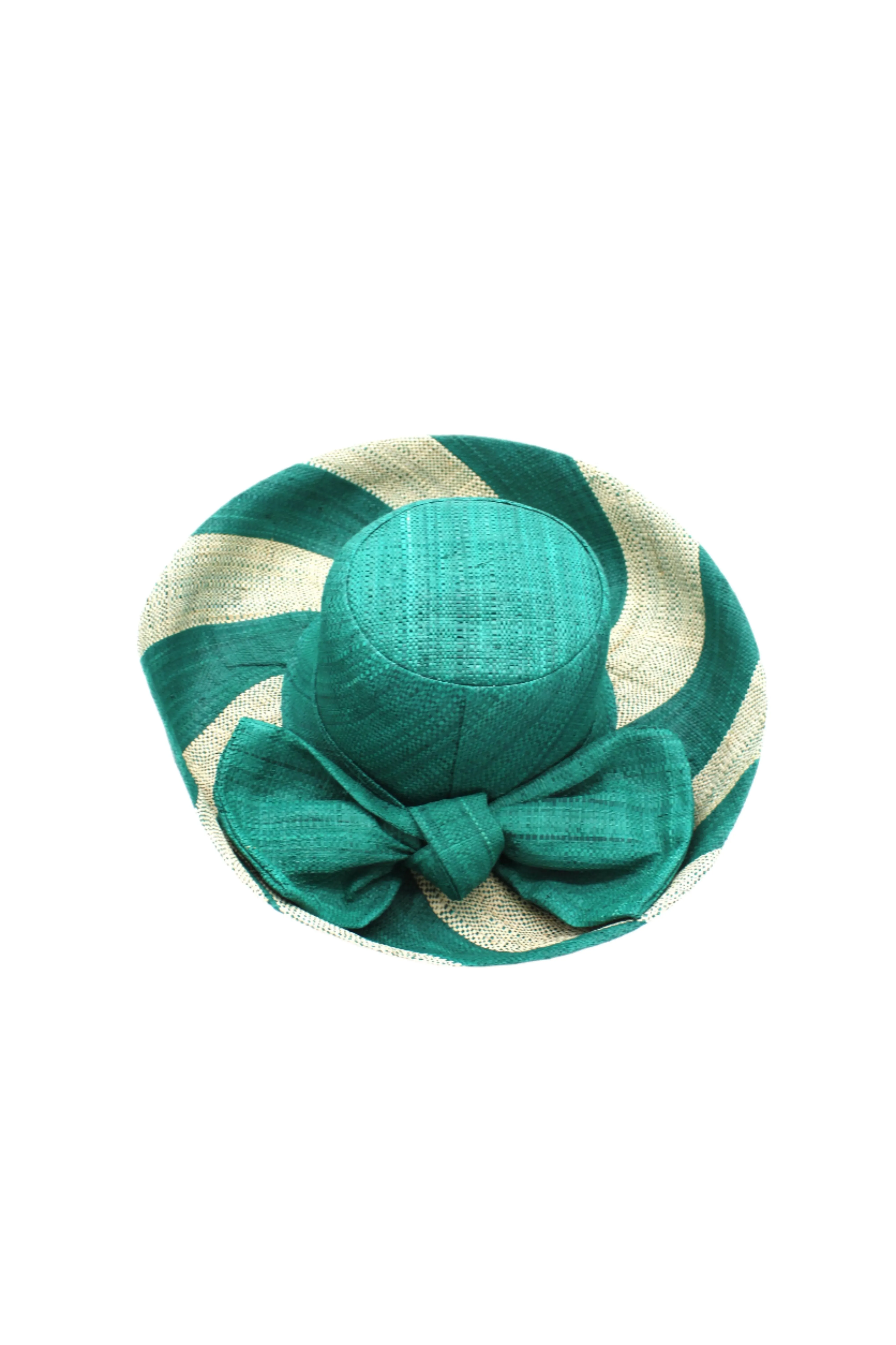 5" & 7" Wide Brim Two Tone Wide Stripe Straw Sun Hats with Big Bow