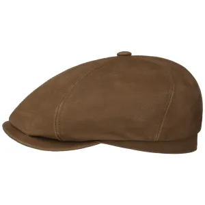 6 Panel Calf Leather Flat Cap by Stetson