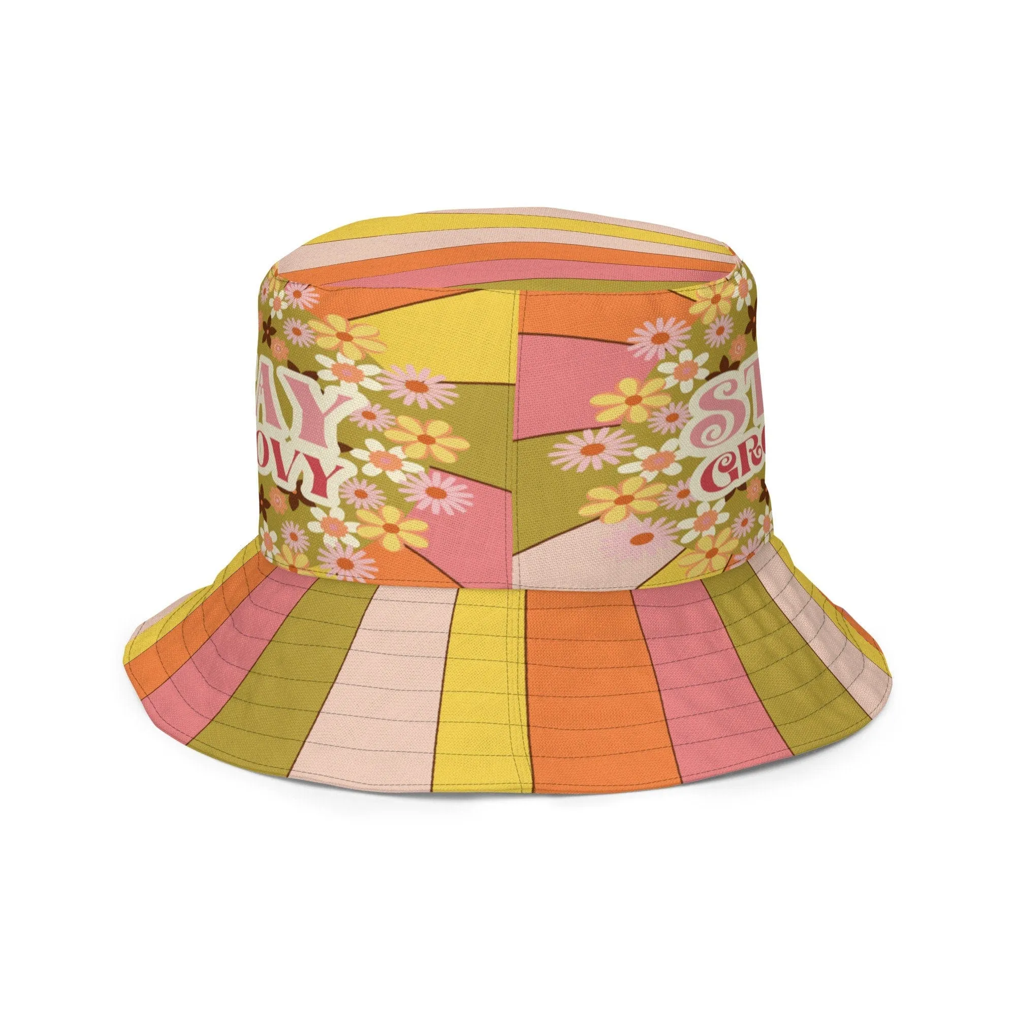 70s Groovy Hippie Sunkissed Reversible Bucket Hat