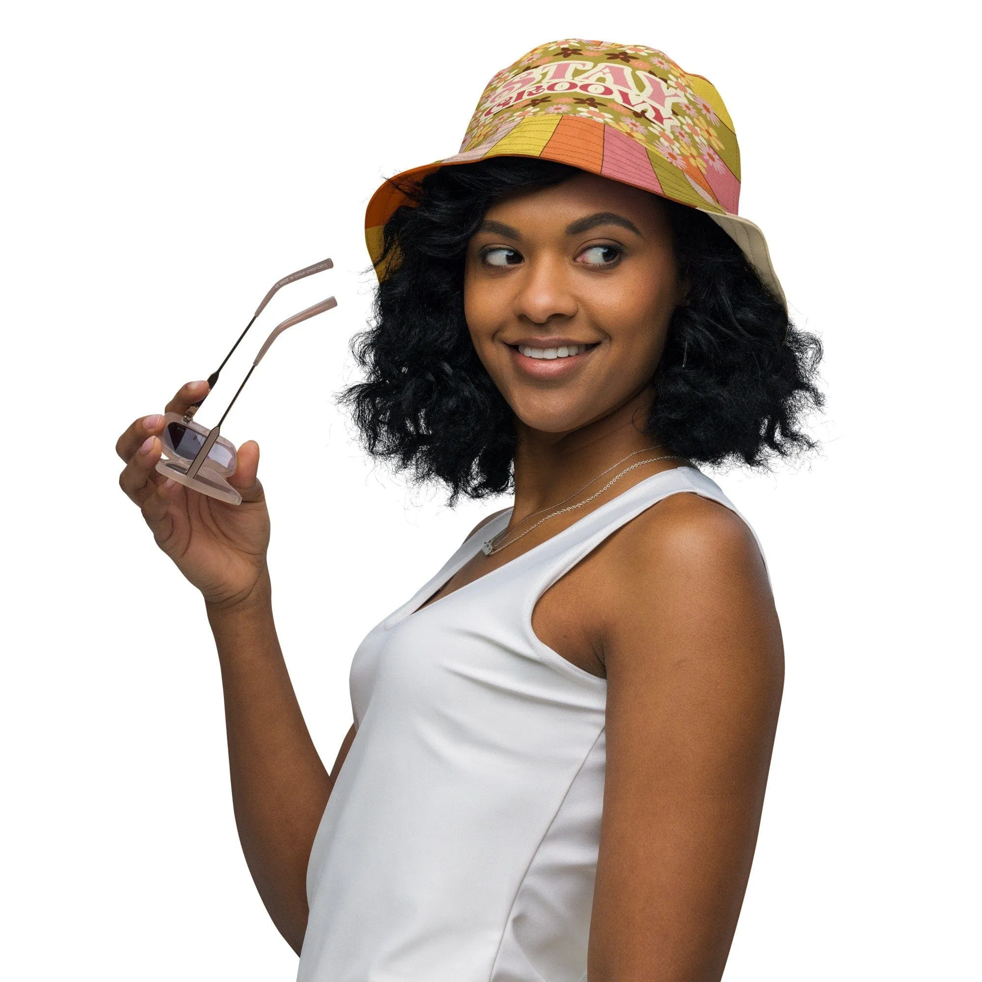 70s Groovy Hippie Sunkissed Reversible Bucket Hat
